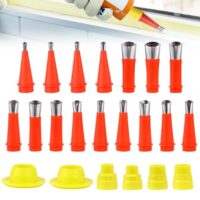 Universal Integriertes Gummidüsen Werkzeug kit Edelstahl-Düsen Silikon-Spritzer 22 Stück Satz Einteiliger Edelstahl-Düsen Edelstahl Dichtungsdüse Silikon-Düsen Sets für Fenster Badezimmer