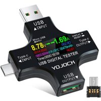 USB Tester 2-in-1 mit digitaler Multimenter-Anzeige, Spannungs-Voltmeter und Strom-Leistungs-Messgerät für Powerbanks und Ladegeräte