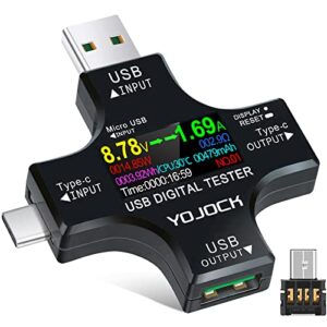 USB Tester 2-in-1 mit digitaler Multimenter-Anzeige, Spannungs-Voltmeter und Strom-Leistungs-Messgerät für Powerbanks und Ladegeräte