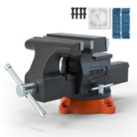 VEVOR 16,7cm Schraubstock aus Sphäroguss mit 360° Drehfunktion und 2-fach Backenöffnung für präzises Schärfen, Schleifen und Schneiden von Werkzeugen