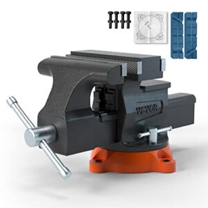 VEVOR 16,7cm Schraubstock aus Sphäroguss mit 360° Drehfunktion und 2-fach Backenöffnung für präzises Schärfen, Schleifen und Schneiden von Werkzeugen