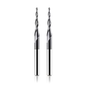 2 Stück VHM Kugelkopffräser mit konischer Fräsform für Oberfräse CNC 1,0 mm Radius Gravierfräser 6mm Schaft TiAlN Beschichtung