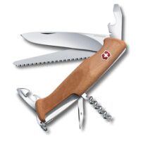 Victorinox Ranger 55 Wood - ein Schweizer Taschenmesser mit 10 Funktionen, einschließlich Holzsäge und Feststellklinge.