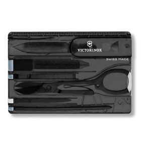 VICTORINOX Swiss Card Classic, Multitool Kartenmesser mit 10 Funktionen, Spitzklinge und Schere, in Kreditkartenformat, Schwarz