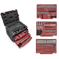 WORKPRO Werkzeugkoffer Steckschlüsseleinsatz Bits Umschaltknarren Schnellspannfunktion Ratschen mit 3 Schubladen