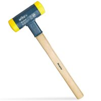 Wiha Schonhammer rückschlagfrei mit Hickory-Holzstiel, Rund-Schlagkopf Ø 50 mm und mittelhartem Kunststoffhammer 385 mm für verschiedene Anwendungen