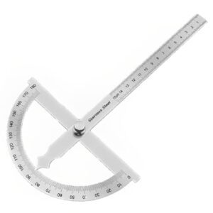 FEMONGY Winkelmesser, Metall 0-180° Edelstahl Goniometer mit Feststellschraube, Universal-Winkelmesser mit Skala Lineal für Schule Tischler DIY Malerei Zeichnung Anzeichnen (150mm)