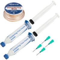 Bleifreies No-Clean-Lötpastenflussmittel und Löt Entlötlitze für sichere und effektive Löt-Entfernung, 2 Packungen mit 2.5mm Löt Entlötlitze und Reinem Kupfer Entlöten Draht