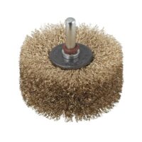 Wolfcraft Holzstrukturbürste zum Strukturieren von Holzflächen, Ø 80 x 35 mm Rundschaft, hochwertiges Werkzeug für die Gestaltung von Holzfächern