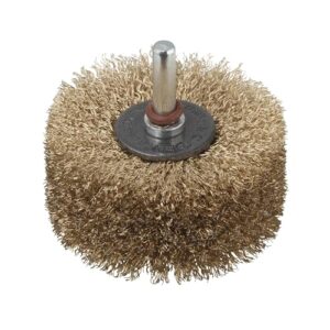 Wolfcraft Holzstrukturbürste zum Strukturieren von Holzflächen, Ø 80 x 35 mm Rundschaft, hochwertiges Werkzeug für die Gestaltung von Holzfächern