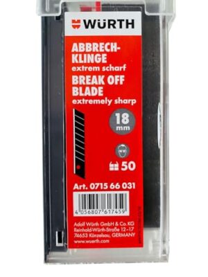 Würth 50x Abbrechklinge mit extrem scharfer Klinge und Schiebespender, ideal für Papier, Folien und dünne Materialien