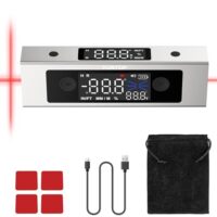 Digitaler Winkelmesser mit Dual-Laser und Wasserwaage für präzise Messungen in Holzarbeit, Bau, Dekoration und DIY-Projekten.