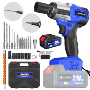 Yiyai Akku-Schlagschrauber Bürstenloser, 3 in 1 Elektro Schlagschrauber, 550NM Akku-Schlagschrauber mit Trigger LED Light, Stufenlose Drehzahlregelung, 16 Zubehör für Automotive/Home/mehr