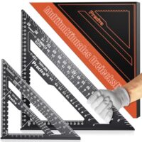 Multifunktionales Zimmermannswinkel-Set mit zwei Linealen (18cm und 30cm) und einem Winkel in den Maßen 45° und 90°, ideal für verschiedene Arbeiten wie Schrauben, Schneiden oder Zeichnen von Linien