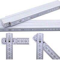 Zollstock 2 Meter aus Buchenholz, weiß, ohne Werbeaufdruck. Hochwertiges Werkzeug für Heimwerker und Handwerker mit doppelter Winkeleinrastung und Winkelskala.