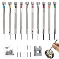 Uhrmacher Schraubendreher Set mit Entmagnetisierer, 0.6mm-2.0mm Präzisions Uhrmacherwerkzeug für Uhren Schraubenzieher Brillenschraubenzieher set