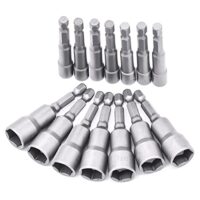 14er Set Magnete Sechskant Stecknuss, 6-19mm Steckschlüssel, Anschrauben Schraubenschlüssel für Bohrer - Chrom Vanadium Stahl