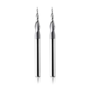 2 Stück Kugelkopffräser mit konischer Spitze für CNC Gravierfaser zum Oberfransen von Metall und anderen Materialien.