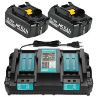 Batterie- und Ladegerät-Sets für professionelle Werkzeuge, 2 Stück Ersatzakkus mit 5500mAh Kapazität und 18V Spannung, 6A Dual Port Ladegerät für schnelles Laden
