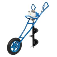 Erdbohrer mit Rädern, 2200W, 8800 ± 300rpm, Gartenbohrer, Benzin, 1.3L Kraftstofftank, Bagger Zaunpfosten mit 300mm Bohrer