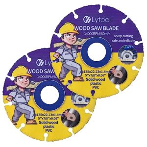 2 tlg Sägeblatt für Holz, Lytool 125 mm Trennscheibe kreissägeblatt Flexscheibe mit 22,23 mm Bohrung für Holz Sperrholz hartes Holz Kunststoff Gummi Winkelschleifer
