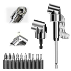 Winkelbohraufsatz für schwer zugängliche Bereiche, 105° Winkelschrauber Vorsatz Adapter mit Multi-Funktionen Bend Screwdriver Bit, 1/4-Zoll Sechskantschaft für Garage und Bauarbeiter