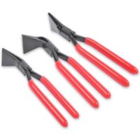 3-teiliges Falzzange-Set mit 0°, 45° und 90° Abkantzange für Spengler und DIY-Enthusiasten, rot, 270 mm Länge