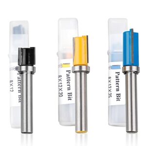 Hervorragendes Werkzeug für professionelle Holzbearbeitung mit 3 Stücken, 12mm Durchmesser, Wellen-Durchmesser von 8mm und Schnittlänge von 13-20-25mm. Perfekt für Trimmen, Freiwinkel-Schneiden und Schlitzen geeignet.