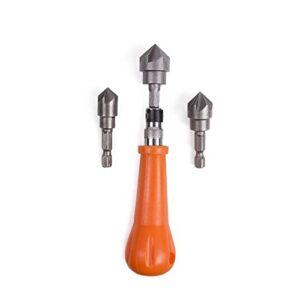 Hochwertiger Handsenker Entgrater Senker Set aus 3 verschiedenen Durchmessern für Holz und NE-Metalle