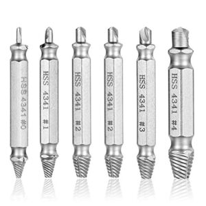 6 Stück Schraubenausdreher Set, HSS 4341 Hartegrad 62-63hrc, ideal für Hausbesitzer, Holzarbeiter, Mechaniker und Bastler