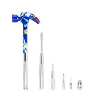 Ein 6 in 1 Werkzeugset mit Hammer, Schraubendreher und anderen Funktionen, ideal für verschiedene Arten von Handwerksarbeiten.