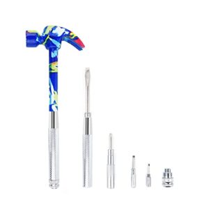 Ein 6 in 1 Werkzeugset mit Hammer, Schraubendreher und anderen Funktionen, ideal für verschiedene Arten von Handwerksarbeiten.