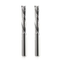 6mm Schaft Kompression CNC Fräser, 2 Stücke mit 2-Flöten Spiralnutfräser, 32mm Schnittlänge, für Holz, Dichtebrett und Spanplatte