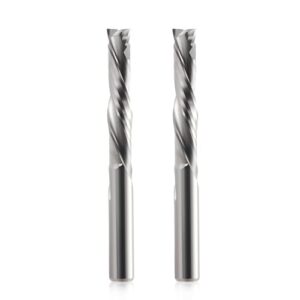 6mm Schaft Kompression CNC Fräser, 2 Stücke mit 2-Flöten Spiralnutfräser, 32mm Schnittlänge, für Holz, Dichtebrett und Spanplatte