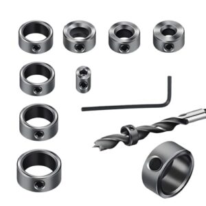 Tiefenanschläge für Bohrer, 8mm Bohrtiefebegrenzer, Stellring Set, Metallstahl, hart und robust, verschiedene Größen