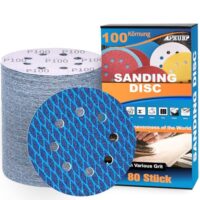80 Stück Schleifpapier 125mm Klett P100 Körnung Rund 8 Loch Exzenterschleifer Schleifscheiben, professionelle Qualität für Wand, Holz, Metall und Lackoberfläche