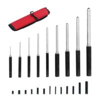 9-teilige Splintentreiber-Set aus verschiedenen Größen von Durchschlag-Werkzeugen und 13 Hohlsplinte für Holz, Kunststoff und Leder mit Aufbewahrungstasche