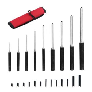 9-teilige Splintentreiber-Set aus verschiedenen Größen von Durchschlag-Werkzeugen und 13 Hohlsplinte für Holz, Kunststoff und Leder mit Aufbewahrungstasche