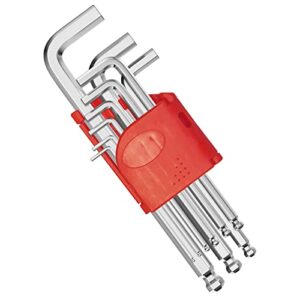 Innensechskantschlüssel set mit kugelkopf, Silber, 9 Stück 1,5-10 MM, Werkzeugset für Autos und Möbeln