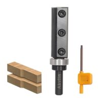 Wendeplatten Bündigfräser mit 8mm Schaft und 4-seitigen austauschbaren Hartmetall-Klinge für Kantenbearbeitung von Holz