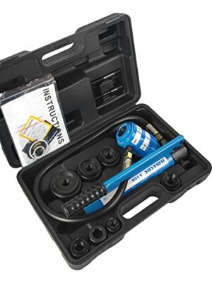 Hydraulisches Lochstanzer-Set mit Handpumpe und Stanzformen für verschiedene Lochdurchmesser - ideal für Elektronik, Chemie und Baustoffindustrie