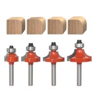 Abrundfräser 6mm Schaft, Radius 3-6.35-8-9.5, Hartmetallbits und hochfester Kohlenstoffstahlschaft für Hölzer, MDF und andere Materialien