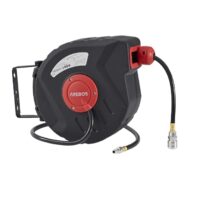 Automatischer Druckluftschlauch Aufroller mit Wandhalterung und 1/4 Zoll Schnellkupplung, UV-beständig, 180° schwenkbar, inkl. Montagehalter, 10 m lang