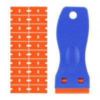 BAVALIN Blau Mini Kunststoff Schaber Set, 1 Stück Plastikschaber mit 20 Ersatzklingen für Vinyl, Aufkleber, Sticker und Kleber