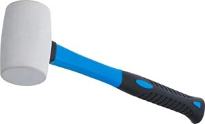 BGS Gummihammer mit Fiberglasstiel und weißem Kopf, ideal für Arbeiten an der Karosserie und beim Reifendienst. Hochwertiger Gummihammer mit Kontrolle über den Schlag.