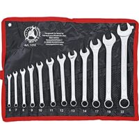 Maul-Ringschlüssel-Satz von BGS, 12-teilig, Schrauben- und Gewindegrößen SW 6 - 22 mm, inkl. Tetron-Rolltasche, Gabelringschlüssel