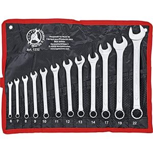 Maul-Ringschlüssel-Satz von BGS, 12-teilig, Schrauben- und Gewindegrößen SW 6 - 22 mm, inkl. Tetron-Rolltasche, Gabelringschlüssel