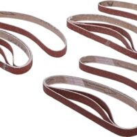 Schleifband-Satz mit 12 Stück, Körnung K60, K80 und K120, für Bearbeitung von Kunststoffen und Holz, ideal für Anfänger und Fortgeschrittene