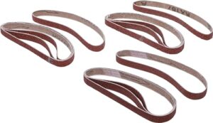 Schleifband-Satz mit 12 Stück, Körnung K60, K80 und K120, für Bearbeitung von Kunststoffen und Holz, ideal für Anfänger und Fortgeschrittene