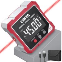 Digitaler Winkelmesser mit LCD-Display, wiederaufladbare Batterie und magnetische Funktion für genaue Messungen bei Holzarbeiten, Bau und Dekoration.